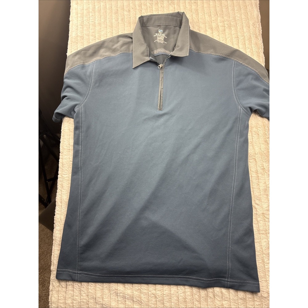 Kuhl Polo Mens XL Blue Shadow‎ Performance Short Sleeve 1/4 Zip Shirt